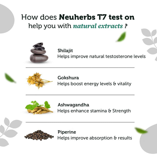 Neuherbs Ayurvedic T7 Test on [Approved by Ministry of Ayush] (Testosterone Booster for Men) with Shilajit, Ashwagandha, Gokshura Etc for Muscle Growth, Strength, Stamina & Vitalit