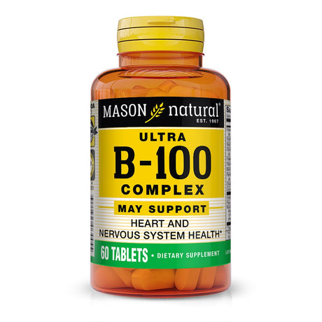 Mason Natural Ultra B-100 Complex - Healthy Heart and Nervous System, Improves Immune Function and Energy Metabolism, 60 Tablets