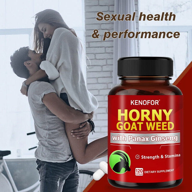 Horny Goat Weed + Ginseng 9350 Mg - Tribulus Terrestris Maca Root Supplement with Ashwagandha, Men Women 1 Bottle