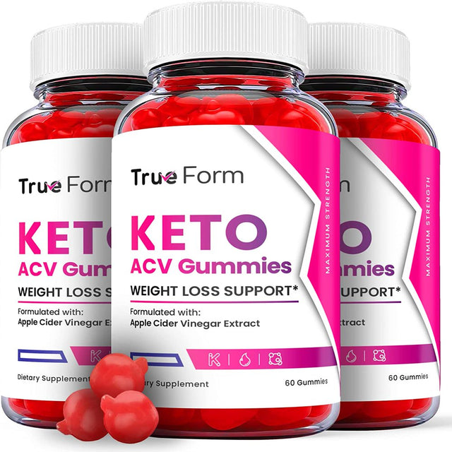 (3 Pack) True Form Keto ACV Gummies - Energy & Focus Boosting Dietary Supplements for Weight Management & Metabolism - Fat Burn - 180 Gummies