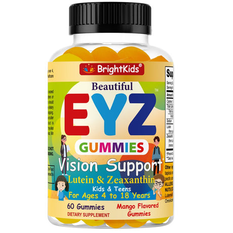 Lutein & Zeaxanthin Eye Vitamins for Kids, Delicious Vegan Eye Health Vitamins with Lutein and Zeaxanthin Gummy Vitamins for Kids Eye Care, Lutein Gummies for Vision 60 Gummies