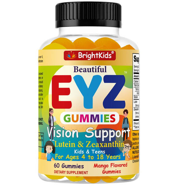 Lutein & Zeaxanthin Eye Vitamins for Kids, Delicious Vegan Eye Health Vitamins with Lutein and Zeaxanthin Gummy Vitamins for Kids Eye Care, Lutein Gummies for Vision 60 Gummies