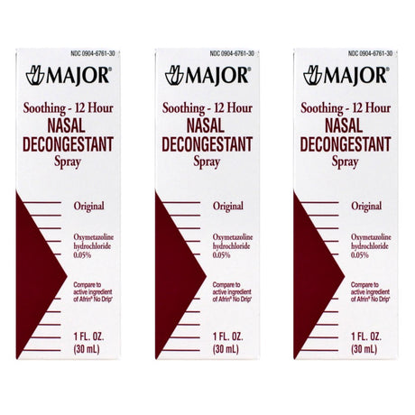 MAJOR 12 Hour Nasal Decongestant Spray 1 Oz (Pack of 3)