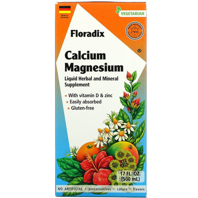 Gaia Herbs, Floradix, Calcium Magnesium with Vitamin D Zinc, 17 Fl Oz (500 Ml)