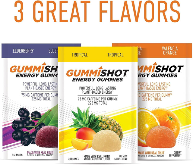 Energy Gummies, 9-Pack Variety, 225 Mg of Plant-Based Caffeine Chews per Pouch, Long Lasting Energy Boosters