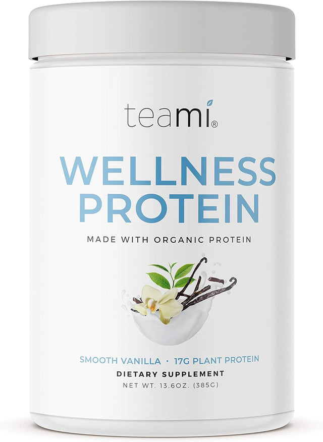 Teami Vanilla Protein Powder with Organic Ingredients - Smooth Plant Based Pea Protein Powder with Low Net Carbs, Non-Gmo, Dairy Free,Soy Free, Sugar Free Vegan Protein Powder (14 Servings, 13.6 Oz)