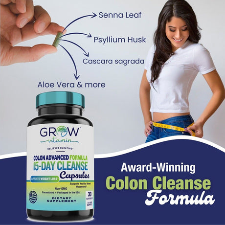 Colon Cleanse & Gut Support 15 Day Colon Cleanse -30 Capsules