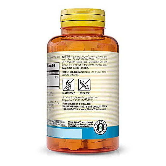 Mason Natural Magnesium Gluconate 550 Mg - Healthy Heart and Nervous System, Improved Muscle Function and Blood Pressure Levels, 100 Tablets (Pack of 3)