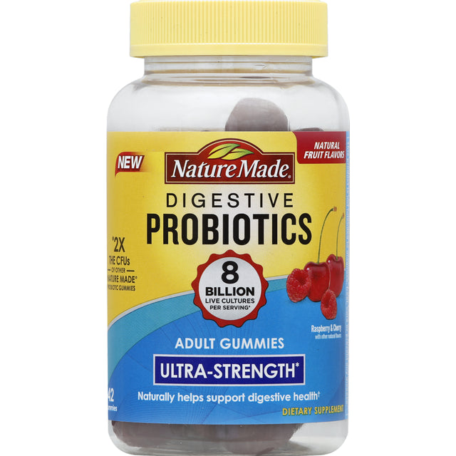 Nature Made Ultra Strength Digestive Probiotics Gummies 8 Billion CFU per Serving, 42 Count