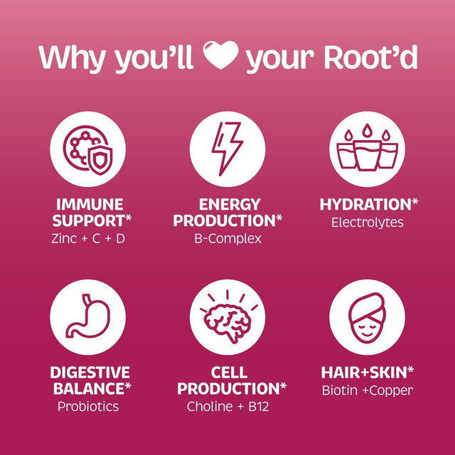 Root'D - Her Multi - Essential Multivitamin + Sugar-Free Electrolytes for Women - 6 Effervesant Drink Mix Packets