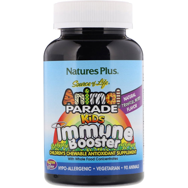 Nature'S plus Source of Life, Animal Parade, Kids Immune Booster, Natural Tropical Berry Flavor, 90 Animals