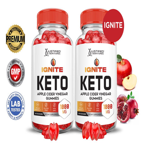 (2 Pack) Ignite Keto ACV Gummies 1000MG Dietary Supplement 120 Gummys