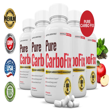 (5 Pack) Justified Laboratories Pure Carbo Fix Appetite Control Supplement 300 Capsules