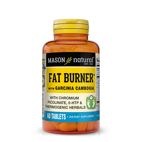 Mason Natural Fat Burner with Garcinia Cambogia, Chromium Picolinate, 5-HTP & Thermogenic Herbals - Appetite Suppressant & Weight Loss Supplement, 60 Tablets