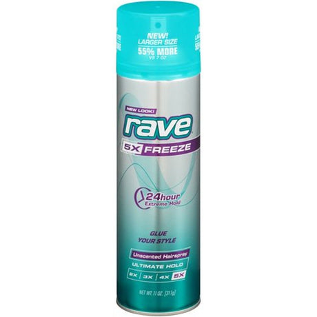 Rave® 5X Freeze Ultimate Hold Unscented Hairspray (Pack of 20)