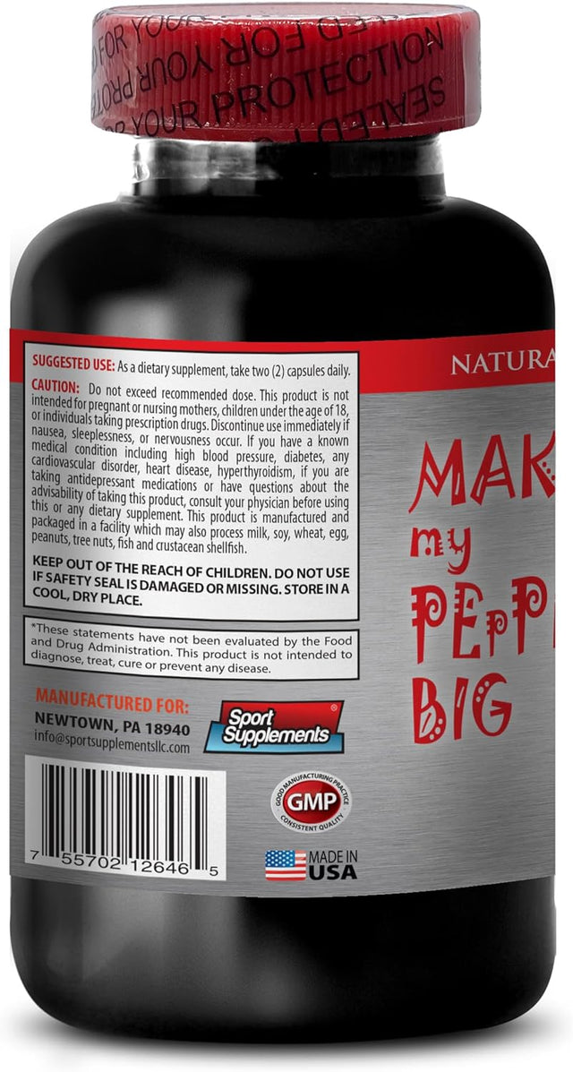 Natural Libido Booster for Men - MAKE MY PEPPER BIG - Longjack Tongkat Ali for Men, Pills to Increase Size and Stamina, L-Arginine, Maca Extract, Ginseng Pills, Male Libido Vitamins, 3 Bot 180 Caps