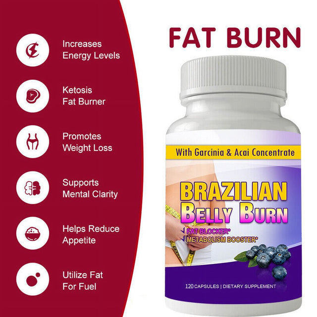 Brazilian Belly Burn Pure Diet Fat Burn Weight Loss 120 Capsules