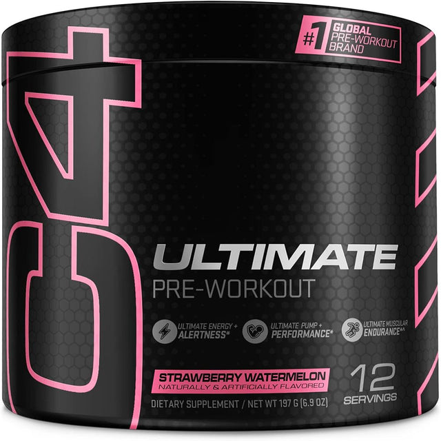 Cellucor C4 Ultimate Pre Workout Powder Strawberry Watermelon Sugar Free Preworkout Energy Supplement for Men & Women 300Mg Caffeine,3.2G Beta Alanine ,2 Patented Creatines 12 Servings