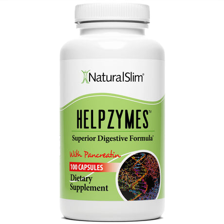 Naturalslim Helpzymes® W/ HLC Acid & Pancreatin - Digestive Enzymes 100 Capsules