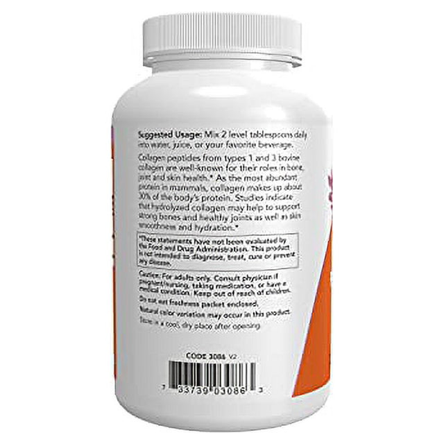 NOW Supplements, Collagen Peptides Powder, Clinically Tested, Joint and Bone Health*, 8-Ounce