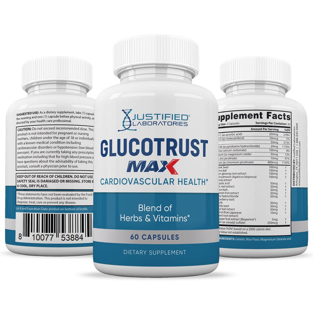 (5 Pack) Glucotrust Max Advanced Formula 1295MG 300 Capsules