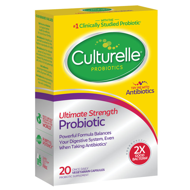 Culturelle Ultimate Strength Probiotic Capsules, Digestive Health for Men and Women, 20 Count