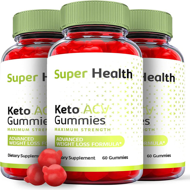 (3 Pack) Super Health Keto ACV Gummies - Supplement for Weight Loss - Energy & Focus Boosting Dietary Supplements for Weight Management & Metabolism - Fat Burn - 180 Gummies