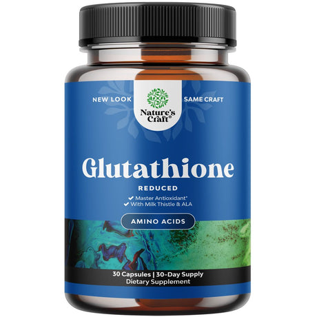 Nature’S Craft Glutathione Amino Acid Nutritional Supplement - L Glutathione Pills with Glutamic Acid and Milk Thistle Seed Extract for Potent Immune Support - 30 Capsules