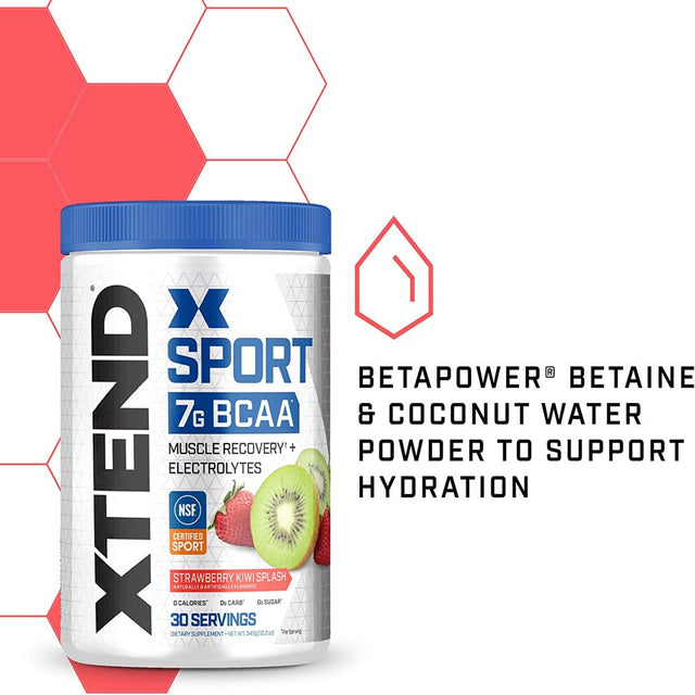 XTEND Sport BCAA Powder Strawberry Kiwi Splash - Electrolyte Powder for Recovery & Hydration with Amino Acids - 30 Servings