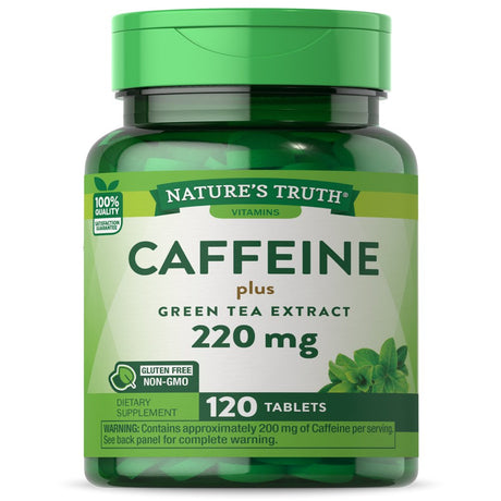 Caffeine Pills 220Mg with Green Tea Extract | 120 Count | Vegetarian, Non-Gmo & Gluten Free | by Nature'S Truth