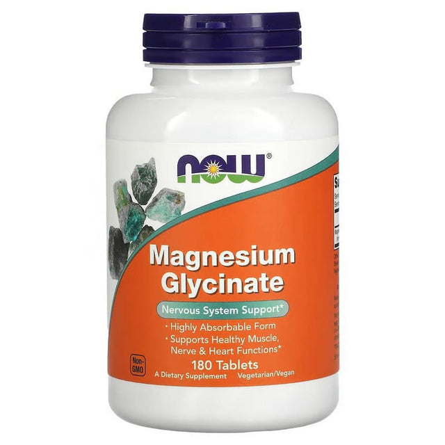 NOW Foods, Magnesium Glycinate, 180 Tablets (2 Pack)