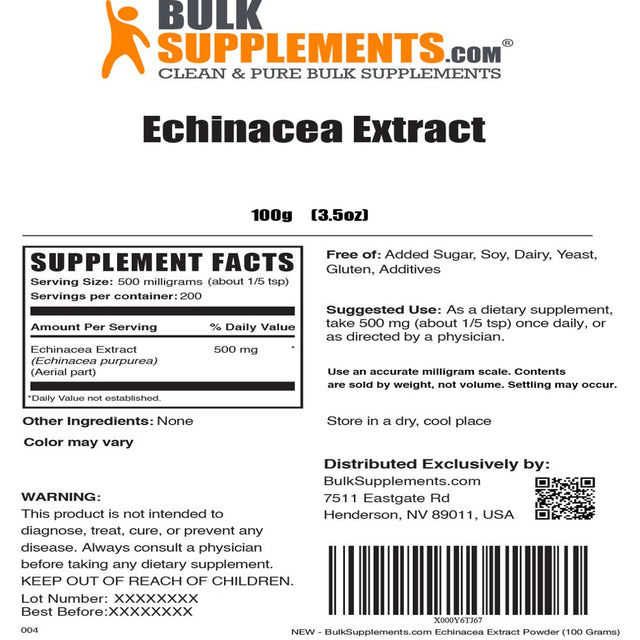 Bulksupplements.Com Echinacea Extract - Immune Support Supplement (100 Grams - 3.5 Oz)