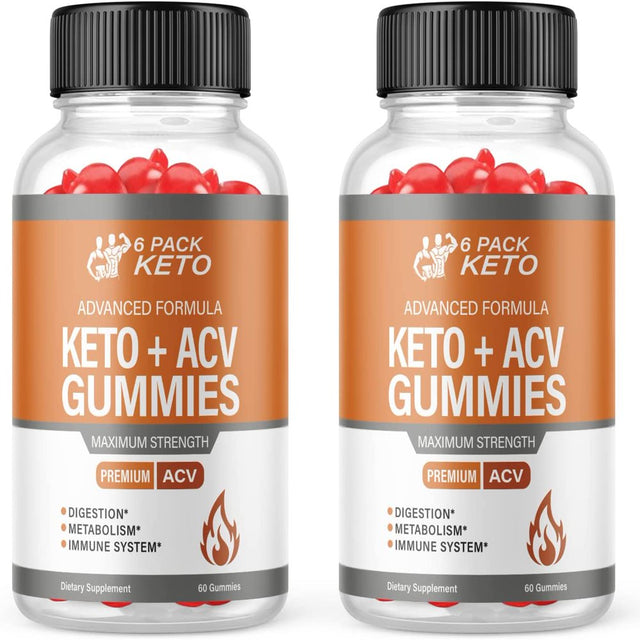 (2 Pack) 6 Pack Keto ACV Gummies - Supplement for Weight Loss - Energy & Focus Boosting Dietary Supplements for Weight Management & Metabolism - Fat Burn - 120 Gummies