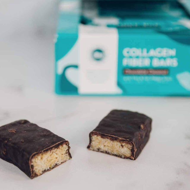 Dr. Kellyann Keto Collagen Fiber Bar - High Fiber, Low Carbs - Gluten Free, Non-Gmo & No Artificial Sweeteners - Perfect Keto & Paleo Snack with Creamy Coconut Dipped in Dark Chocolate (12 Bars)