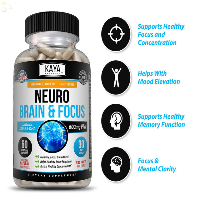 (2 Pack) Brain & Focus, Memory, Function, Clarity Nootropic Supplement | Compare to Focus Factor Active Ingredients