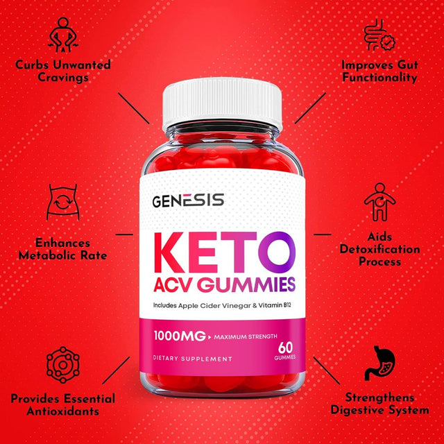 (5 Pack) Genesis Keto ACV Gummies - Supplement for Weight Loss - Energy & Focus Boosting Dietary Supplements for Weight Management & Metabolism - Fat Burn - 300 Gummies