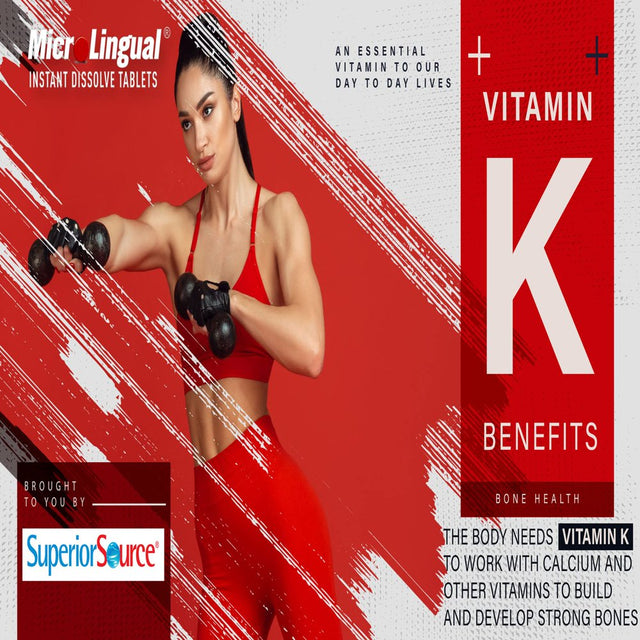 Superior Source K2 (MK-7) 100 Mcg with Vitamin D3 (5000 IU) Instant Dissolve Tablets 60 Count Dietary Supplement