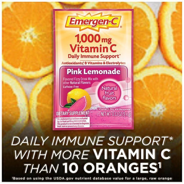 Emergen-C 1000 Mg Vitamin C Pink Lemonade Flavor - 30 Packets