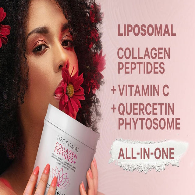 Codeage Liposomal Collagen Peptides Powder + Vitamin C, Quercetin Phytosome, Phospholipids, 14.97 Oz