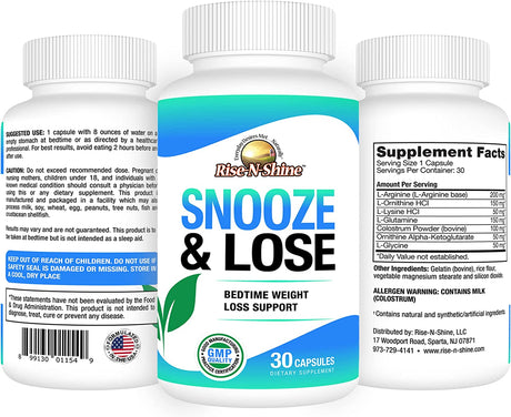 Snooze & Lose Support Supplement - Promotes Healthy Body Composition While You Sleep -For Women and Men 30 Count