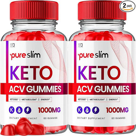 (2 Pack) Pure Slim Keto ACV Gummies - Apple Cider Vinegar Supplement for Weight Loss - Energy & Focus Boosting Dietary Supplements for Weight Management & Metabolism - Fat Burn - 120 Gummies