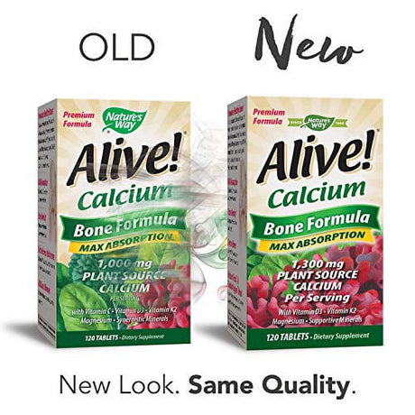 Nature'S Way Alive! Calcium Bone Formula Supplement (1300 Mg per Serving), 120 Tablets