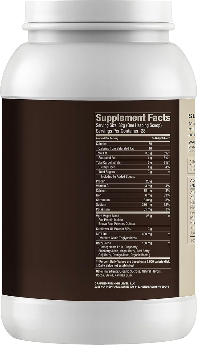 Vegan Protein Powder - Chocolate Shake, 20G Protein, 2 Lb, Plant Protein Blend from Pea, Brown Rice & Quinoa, No Artificial Additives, Enriched with MCT Oil and Antioxidants, Natural