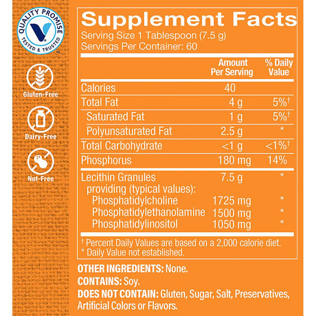 Lecithin Granules - Natural Combination of Essential Fatty Acids to Support Brain & Nerve Function, 100% Soy Based, Once Daily (16 Ounces Powder) by the Vitamin Shoppe