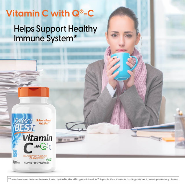 Doctor'S Best Vitamin C with Quali-C 1000 Mg, Non-Gmo, Vegan, Gluten Free, Soy Free, Sourced from Scotland, 360 Veggie Caps