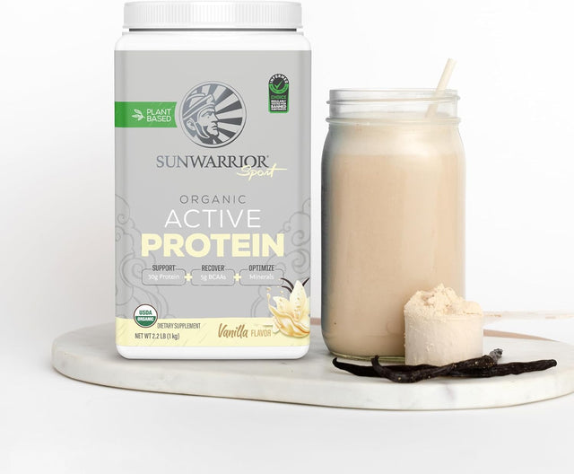 Sunwarrior Vegan Protein Powder USDA Organic | BCAA Sugar Free Gluten Free Non-Gmo Dairy Free | Vanilla 20 Servings | Sport Organic Active Protein