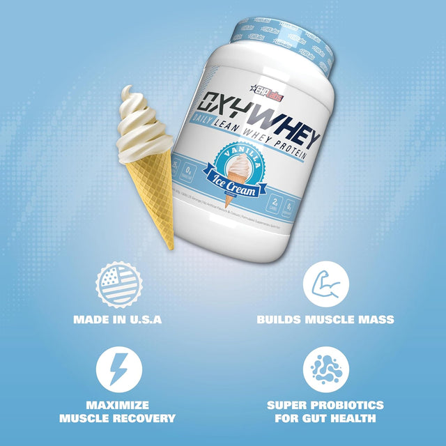 Ehplabs Oxywhey Whey Protein Isolate Powder - 25G of Whey Isolate Protein Powder, Meal Replacement Shake, Sugar Free Protein Powder - 25 Serves (Vanilla Ice-Cream)