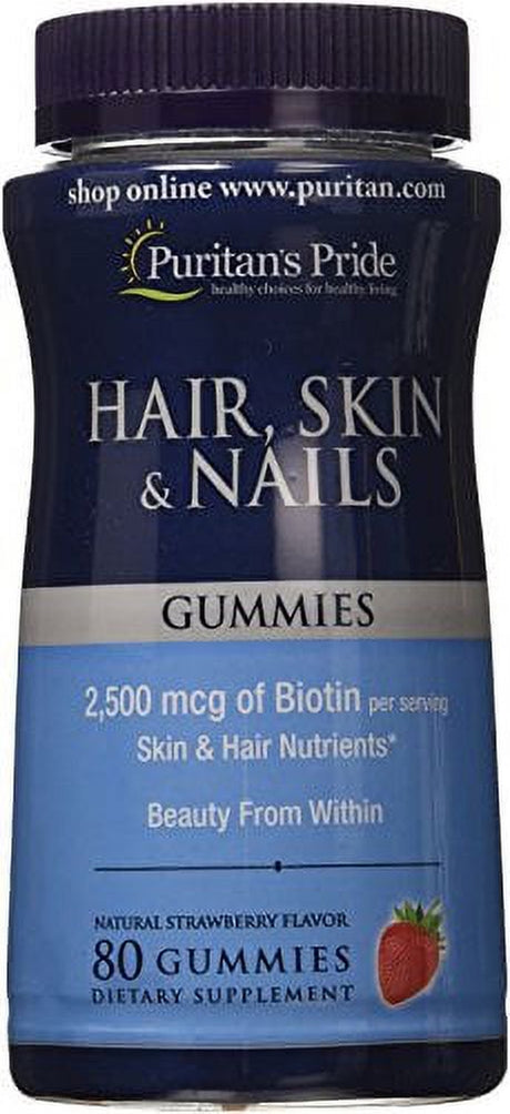 Puritan'S Pride Hair/Skin and Nail Gummies, 80 Count