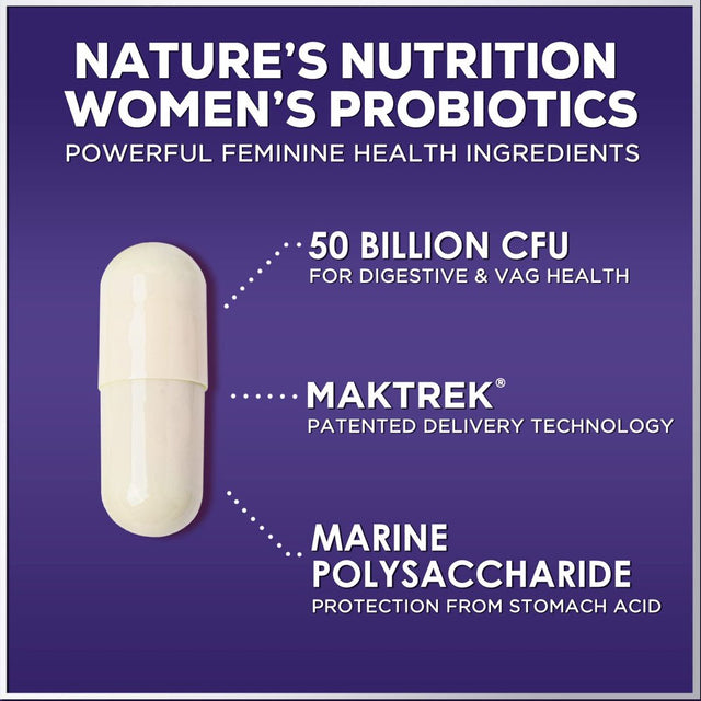 Probiotics for Women 4-In-1, 50 Billion CFU + Prebiotics, Vaginal Women'S Probiotic for Digestive, Ph, Urinary & Immune Health Support, No Gluten, Shelf Stable Probiotic Supplement - 120 Capsules