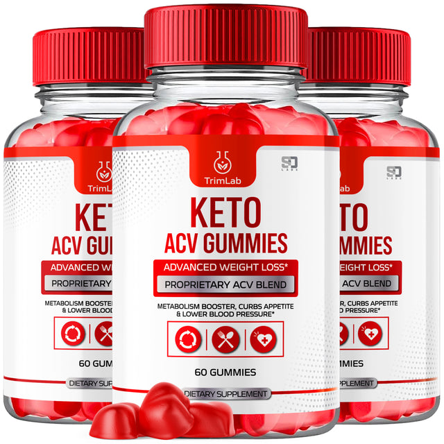 (3 Pack) Trimlab Keto ACV Gummies - Supplement for Weight Loss - Energy & Focus Boosting Dietary Supplements for Weight Management & Metabolism - Fat Burn - 180 Gummies